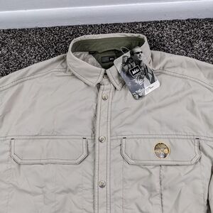 NWT REI Shirt Sahara Tech Nylon Fishing Vented Button Up Tan Mens Large